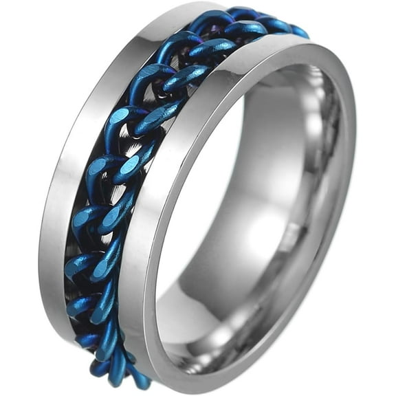 Mens Fidget Rings Anxiety Spinner Rings for Men Classic Chain Rings for Women Teen Titanium Steel Ring