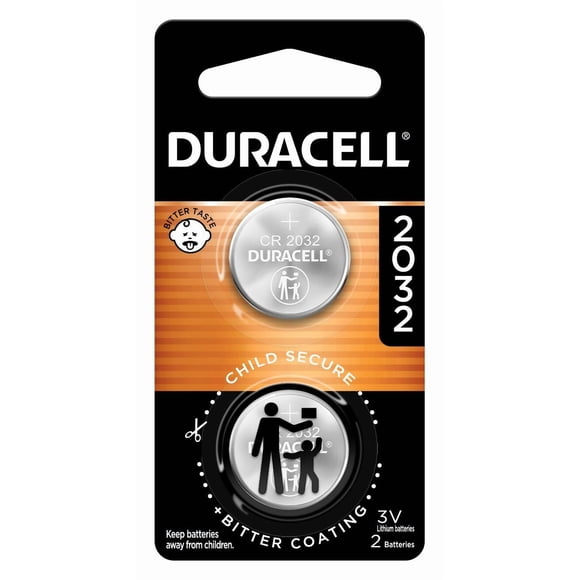 Duracell CR2032 3V Lithium Coin Battery with Child Safety Features, Compatible with Apple AirTag, Key Fob, Car Remote, Glucose Monitor, and other Devices, CR Lithium 3 Volt Cell (2 Count Pack)