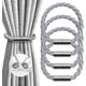 thumbnail image 1 of 4 Pack Curtain Tie Backs Super Strong Magnetic Curtains Tiebacks Modern Simple Style Pretty Weave Rope Drape Holdback for Thin/Thick Home Office Hotel Window Drapery - Plating Chrome Silver, 1 of 5