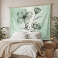 thumbnail image 3 of Green Floral Tapestry for Bedroom Wall Hanging Tapestry, Country Rustic Ombre Painting Art Watercolor Ceiling Backdrop Tapestries Poster Blanket Wall Decor for Teens Room Living Room Dorm 59" x 90", 3 of 8
