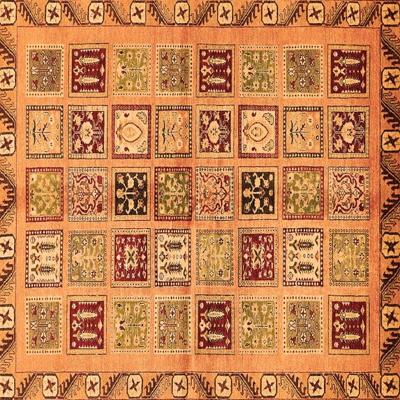 Ahgly Company Indoor Square Oriental Orange Modern Area Rugs, 4' Square