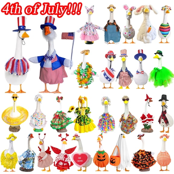 Boovnll Porch Goose Outfits, All Seasons Holiday Halloween, Thanksgiving, Christmas, St. Patrick's Day, Easter, 4th of July Goose Outfits for Patio Yard Garden Decor, Porch Goose Decorations