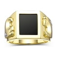 thumbnail image 1 of RYLOS Men's Rings Yellow Gold Plated Silver Designer Ring Tiger Head On Both Sides Diamond in the Eyes and Black Onyx Rings For Men Size 10, 1 of 6