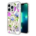 thumbnail image 2 of For Apple iPhone 14 Pro (6.1") Fashion Design Pattern Flowers Hybrid Ring Kickstand Bling Diamond Hard Protective Phone Case Cover by Xpression - Colorful Hydrangea, 2 of 9