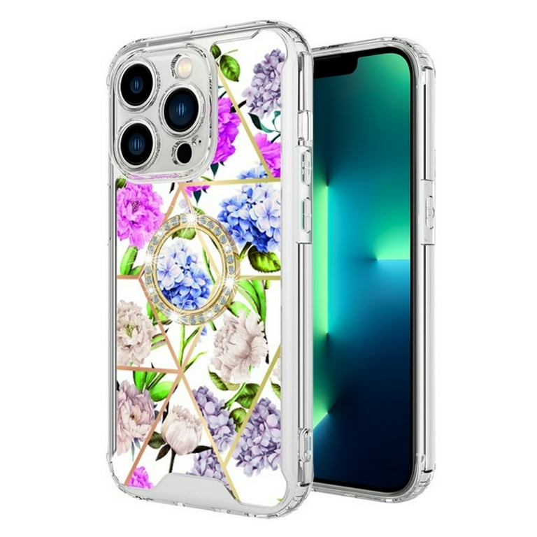 For Apple iPhone 14 Pro (6.1") Fashion Design Pattern Flowers Hybrid Ring Kickstand Bling Diamond Hard Protective Phone Case Cover by Xpression - Colorful Hydrangea - Walmart.com For Apple iPhone 14 Pro (6.1") Fashion Design Pattern Flowers Hybrid Ring Kickstand Bling Diamond Hard Protective Phone Case Cover by Xpression - Colorful Hydrangea - Walmart.com