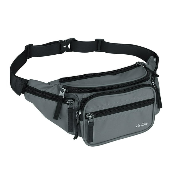 Riñonera Fanny Pack ProCase para viajes y senderismo, color gris