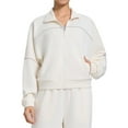 thumbnail image 1 of Chaqueta Deportiva de Larga con Solapa y Cremallera para Mujer, Ideal para Otoño e Invierno Chaqueta Holgada para Yoga Al Aire Libre Crema XL, 1 of 7
