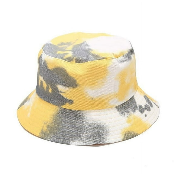 COCOpeaunt Double-sided Wearing Cap Visor Rainbow Color Bucket Hat Men Women Panama Cotton Flat Sun Hat Reversible Tie Dye Fisherman Hat