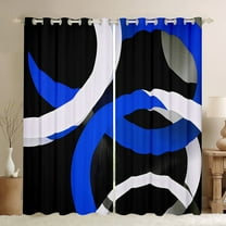 Erosebridal Blue Circle Curtains for Living Room,Geometric Stripes Blackout Curtains Set of 2 (38x45),Round Lines Curtains and Drapes (38x45),Abstract Bedroom Decorative