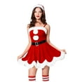 thumbnail image 4 of SRZYMJ Christmas Dresses for Women Velvet Santa Outfit Off Shoulder Mrs Claus Costume, 4 of 9