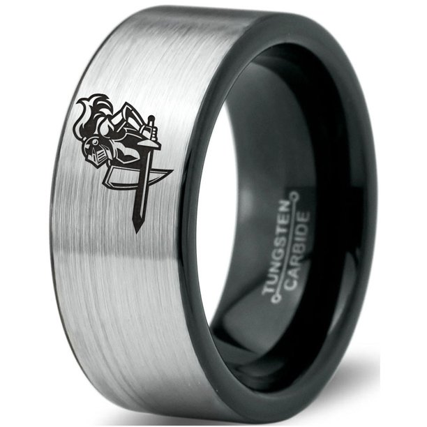 Zealot Jewelry Tungsten Armor Shield Sword Knight Band Ring 8mm Men