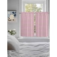 thumbnail image 4 of Tier Curtains 45 Inches Long, Pink Window Treatment Curtain Drapes, Grid Checkered Plaid Gingham Lattice Trellis Small Curtain Drapes for Bathroom Laundry Room, 27.5"x45", 2 Panels, 4 of 7