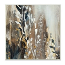 Stupell Industries Modern Abstract Painting Brown Grey White Cascading Plants, 12 x 12, Design by K. Nari
