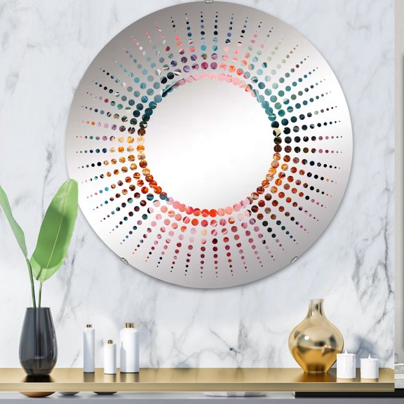 Designart "Whimsical Tropics with Colorful Pineapple Fruits I" Pineapples Starburst Round Wall Mirror - Food & Beverage Oval Printed Decorative Mirror - Multiple Color Options