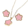 thumbnail image 4 of Collar de flores Yinane conjunto de joyería colgante cadena larga rosa, 4 of 8