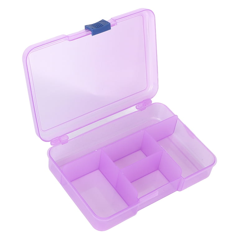 Domqga Compartments Storage Container,Grid Organizer Box,Grid Organizer Box  Purple Sliding Buckle 5 Compartments Storage Container For Finger Earrings  Fake Nails 