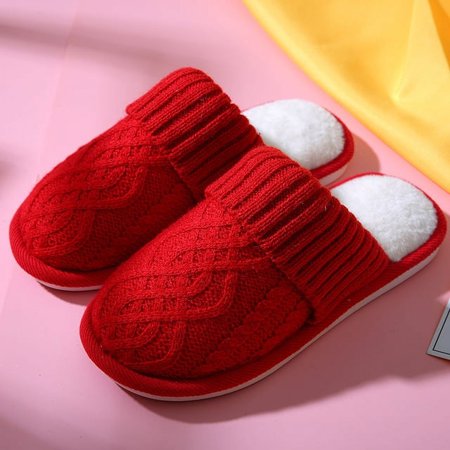 

CoCopeanut 2023 New Cotton Slippers Women Home Slippers Winter Warm Fluffy Soft Flat Shoes Plush Bedroom Non-slip Female Indoor Slipper