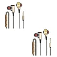 thumbnail image 2 of Auriculares intrauditivos Moyic estéreo de doble unidad de 3,5mm con Cable Micrófono incorporado de Supergraves oro Línea de patrón de 2 trompetas 2piezas, 2 of 5