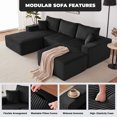 thumbnail image 6 of Weture 108" Modular Sectional Sofa, Cloud Couch with Deep Seat, Corduroy U-Shaped Boneless Couch with Large Ottoman, Black, 6 of 9