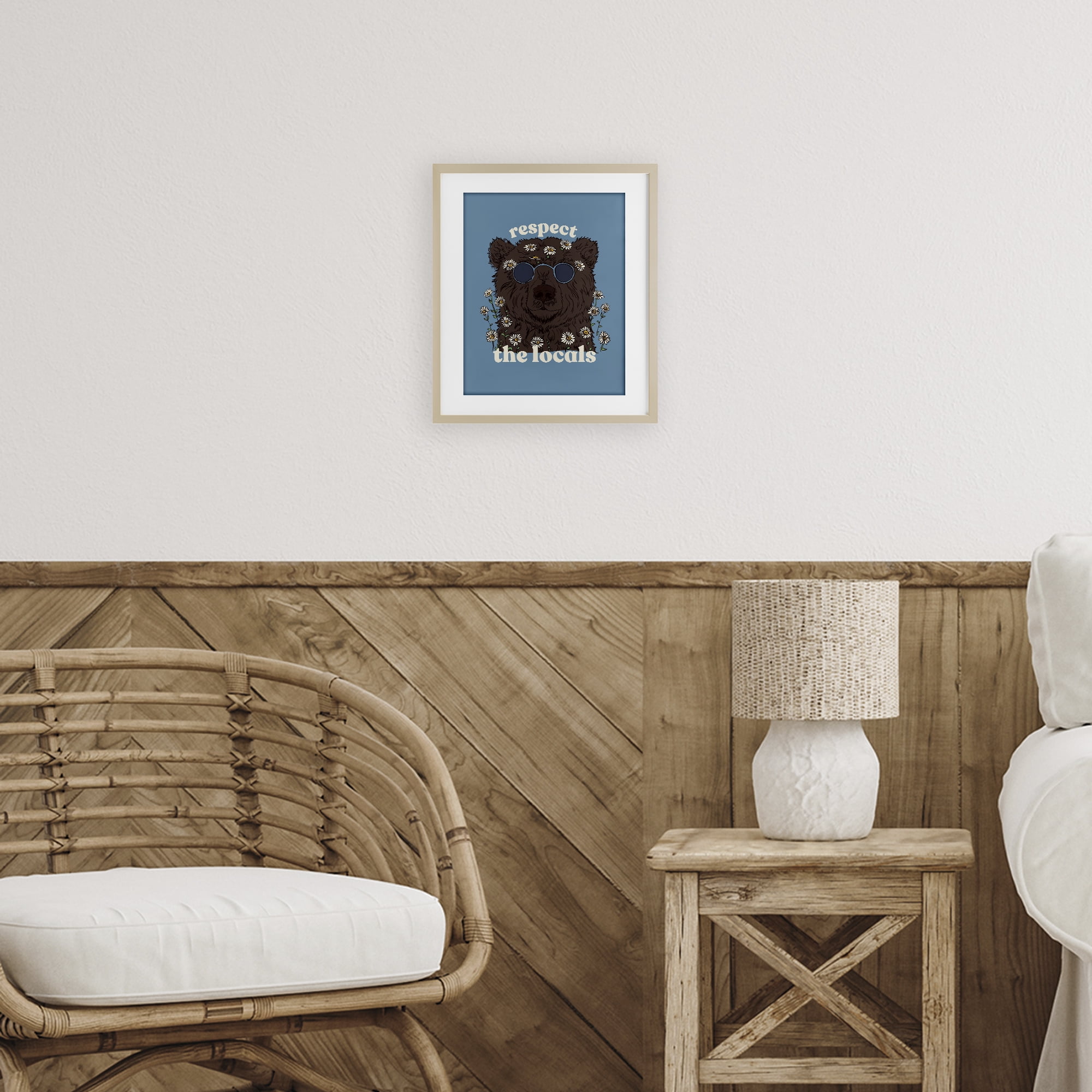 Stupell Industries Respect The Locals Bear Birch Framed Print Under Glass, design by Two If By Sea Studios
