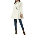 thumbnail image 2 of INSPIRE CHIC Women's Turn Down Collar Double Breasted Swing Hem Winter Long Coat S White, 2 of 5