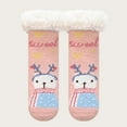 thumbnail image 3 of CUZIBR Socks For Girls Cute Christmas Tree Deer Animal Cartoon Print Fuzzy Wool Thick Winter Warm Slipper Socks Anti- Soft Comfy Breathable Boot Crew Socks,Pink,4-7 Years, 3 of 3