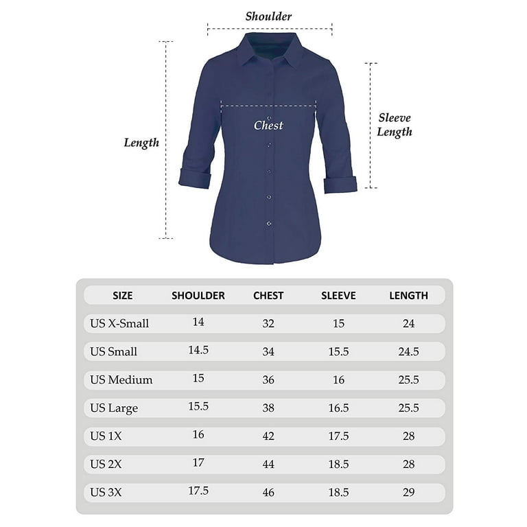 Button Down Shirts for Women 3 4 Sleeve Fitted Dress Shirt and
