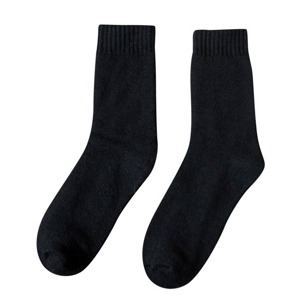 Calcetines Prolriy para mujer, otoño e invierno, acolchados de terciopelo, cálidos, de toalla, de color liso, largos, de algodón, negros.