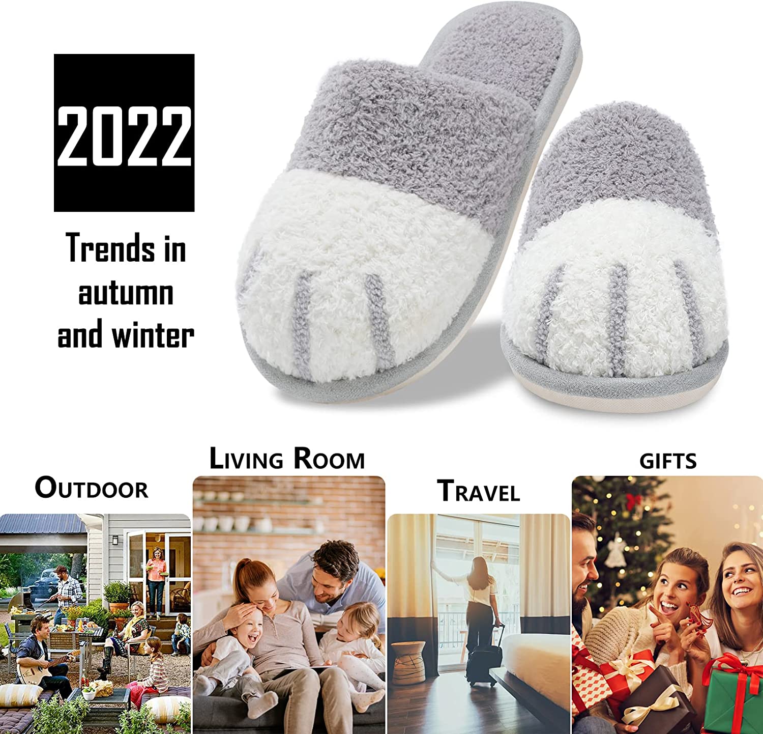 YAZI Cute Animal House Slippers for Women, Cozy Memory Foam Mens Slippers  Soft Warm Slip, Anti-Skid Rubber Sole,Creative Gifts for Women Mom  Girlfriend 