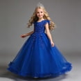 thumbnail image 6 of ATOGUTA Formal Dresses for Teens Blue Sleeveless Tulle Long Formal Wedding Pageant Party Fancy Princess Ball Gown Dresses 5T-15, 6 of 6