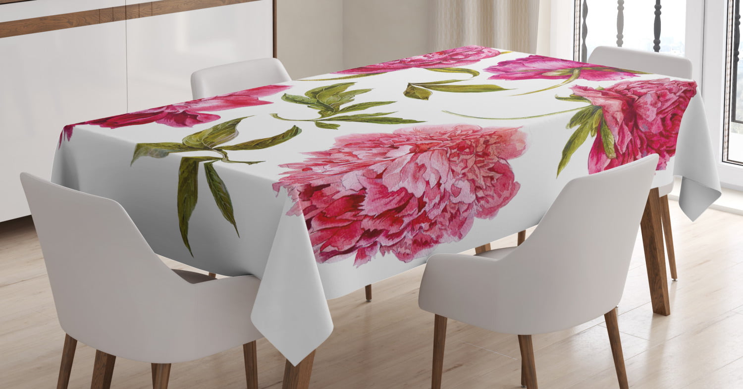 Poppy Floral Botanical Flower Spring Leaf Wildflower Rectangle Tablecloth 54 x 54 Inch Romantic Table Cloth Modern Table Linen Cover for Dining Room Kitchen Party Home Decoration