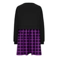 thumbnail image 4 of Diufon Womens Fall A-Line Dresses Round Neck Long Sleeve Dress Plaid Printed Mini Dress, 4 of 6