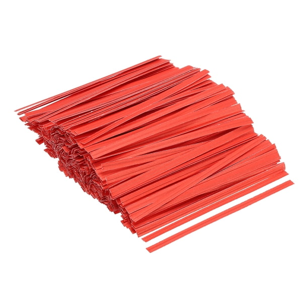 Cintas de Torsión Uxcell 3.5" Cierre de Papel para Bolsas de Fiesta Manualidades Rojo 500 Paquete