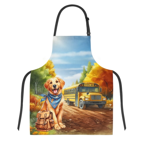 Goodbye Summer Golden Retriever Hello Fall Time for School Apron Goldens Dog Lover Gifts Idea for Cooking Grilling Baking Painting Gardening - 02014