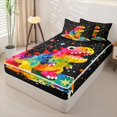 thumbnail image 2 of Metsweet Watercolor Dino Zipper Twin Comforter Sets with Fitted Sheet and 2 Pillowcases, Gradient Starry Sky Zipper Bedding Set, Pink Black,4-Piece,Black Reversible, 2 of 6
