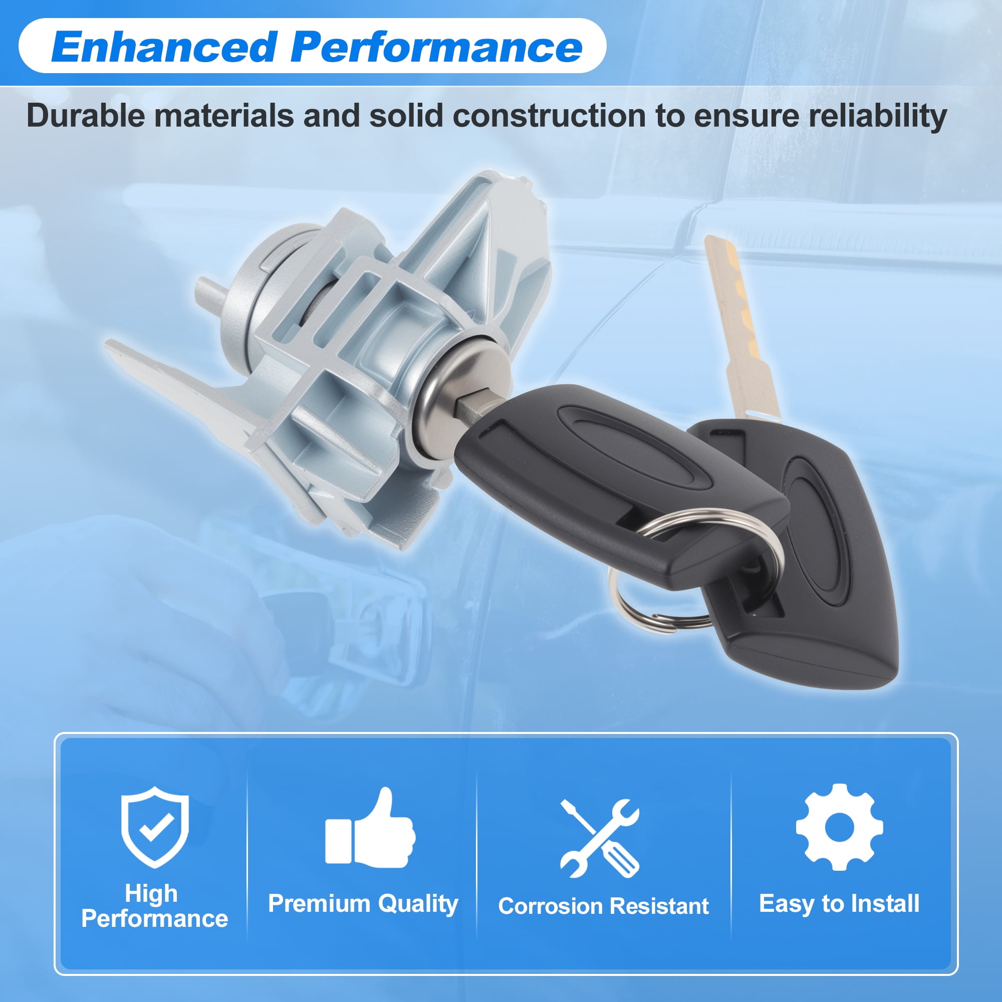 Unique Bargains Front Left Door Lock Cylinder with 2 Keys for Ford Focus and Escape