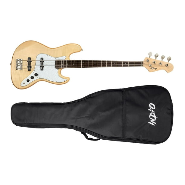 Monoprice Electric Bass Natural With Gig Bag Flamed Maple Indio Jamm