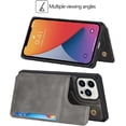 thumbnail image 3 of for iPhone 13 Pro Luxury PU Leather Case with Card Holder,Cash Slots,Stand Function Back Wallet Case Flip Wrist Strap Double Magnetic Clasp Durable Case for iPhone 13 Pro 6.1",Gray, 3 of 14