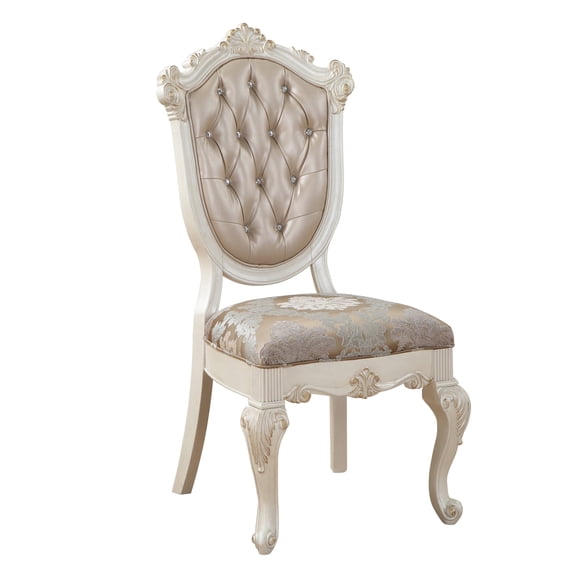 Newboti Furniture Rose Gold and Pearl White Tufted Back Side Chairs (Set of 2) 27151