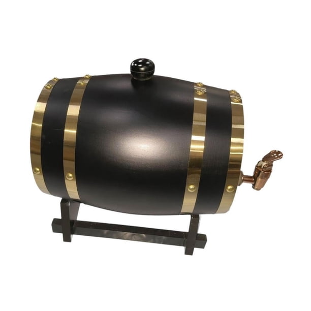 Barril de vino de roble con soporte, barril de vino, estilo vintage, barril de envejecimiento de roble, dispensador de cerveza para bebidas , 1.5L