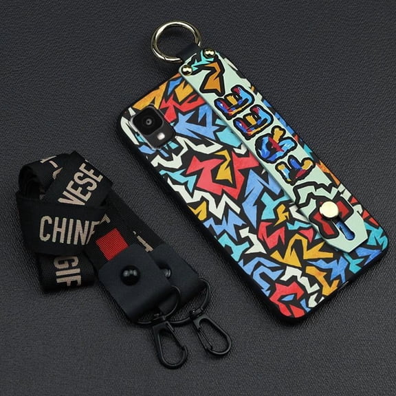 LYM-Phone Case For TCL 30Z/30LE/T602DL, Durable Protective Anti-knock Lanyard Dirt-resistant Back Cover Phone Holder Soft case Anti-dust Shockproof Wrist Strap Silicone Ring Kickstand