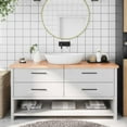 thumbnail image 1 of vidaXL Bathroom Countertop Light Brown 160x60x(2-4)cm Treated Solid Wood, 1 of 7
