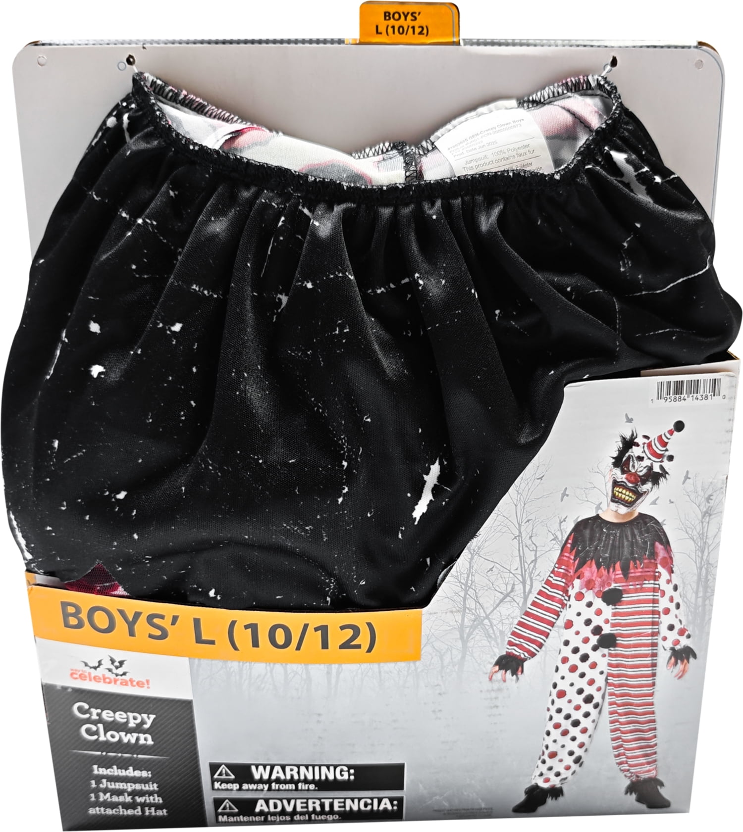 Creepy Clown Halloween Costume for Children, Boy's Size XL (14/16), by Way to Celebrate