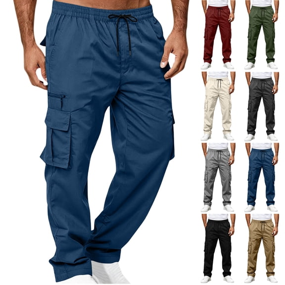 Women's Cargo Hiking Pants Elastic Drawstring Waist Multi-Pocket Detail Tapered Ankle Casual Work Outdoor Solid Colors Casual Pants for Trekking