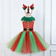 thumbnail image 5 of CUZIBR Toddler Kids Deer Girls Christmas Dresses Vintage A-line Colorful Girl Tulle Tutu Dress Mesh Princess Outfits Sets Cozy Dailywear For Child,Red,6-7 Years, 5 of 8