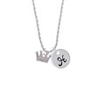 thumbnail image 2 of Delight Jewelry Silvertone Crown with Crystals and Textured Bottom Silvertone Script Initial Disc - H - Charm Necklace, 20"+3", 2 of 4