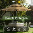 thumbnail image 3 of Scafild | 10ft Outdoor Patio Umbrellas with Solar Lights, 3 Tier Vented Large Market Table Umbrella with 8 Sturdy Ribs & 1.5" Pole UV Protection for Garden Deck Backyard Pool - Khaki, 3 of 9