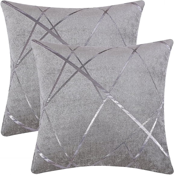 Silver Gray Luxury Velvet 50x50cm Cushion Covers Cases, Cozy Accent Cushion, Best Decorative Square Pillow Covers Couch Sofa Bed Couch16 Set Of Two