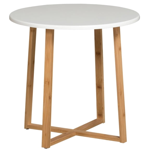 Eccostyle Solid Bamboo Frame Round End Table - White