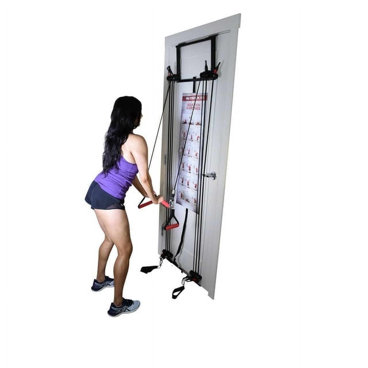 Tower 200 Door Gym Full Body Exercise Fitness System with Straight Resistance Bar, DVD, Chart - Total Home Gym Strength Training